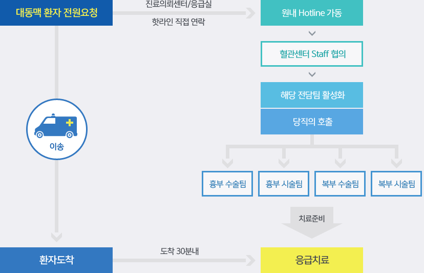 24시간 대동맥전담팀 대응체계 프로세스 구조도