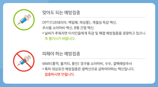 독감 및 폐렴 예방접종, 대상포진 예방접종