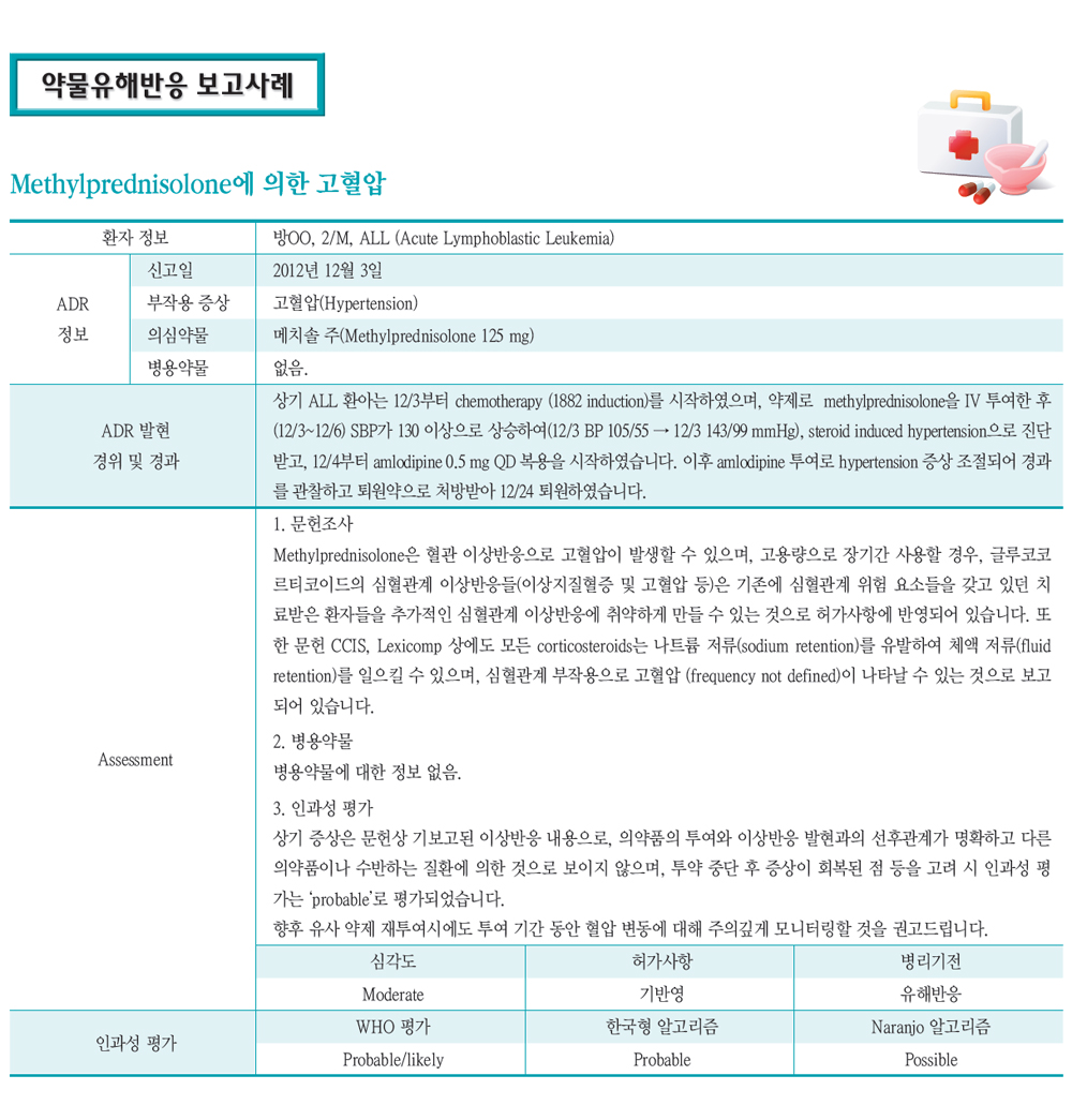 약물유해반응보고사례